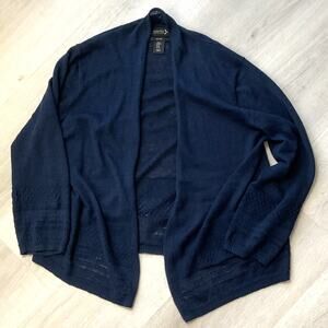 Nanette Lepore Open Front Navy Blue Long Sleeve Cardigan Womens Medium